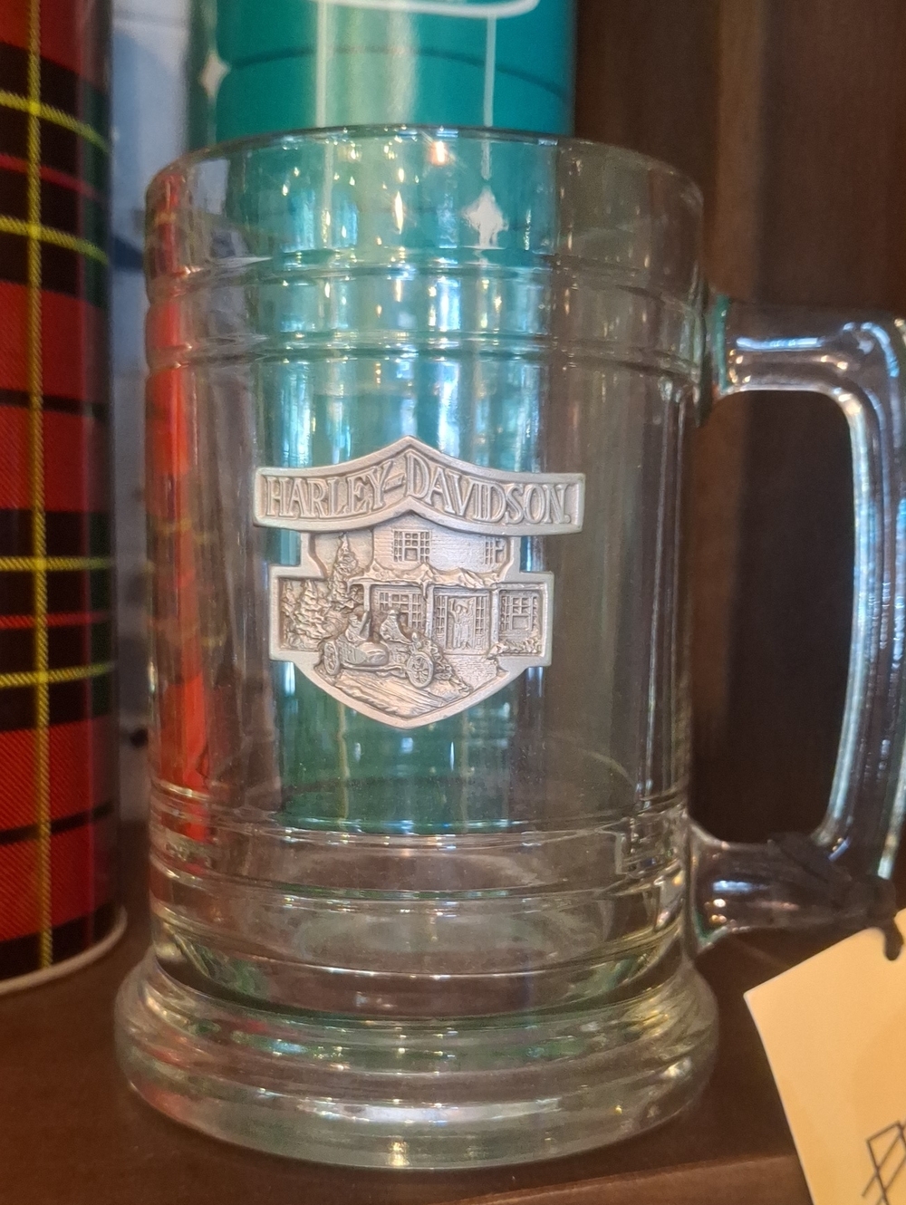 Harley-Davidson Clear Glass Stein with Silver Emblem